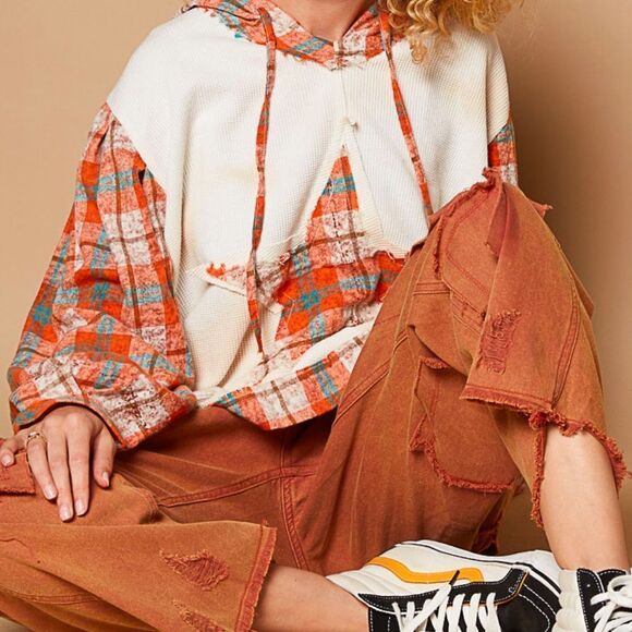 67. POL PLAID ⭐️ STAR Thermal Pull over hoodie - Picture 3 of 3